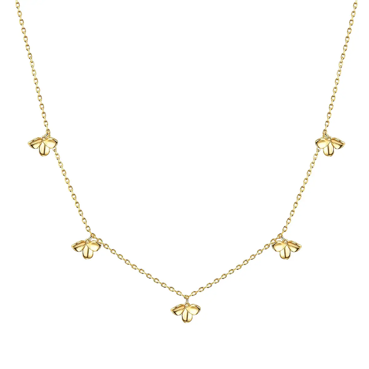 Halskette Blüte Sterling Silber in Gelbgold