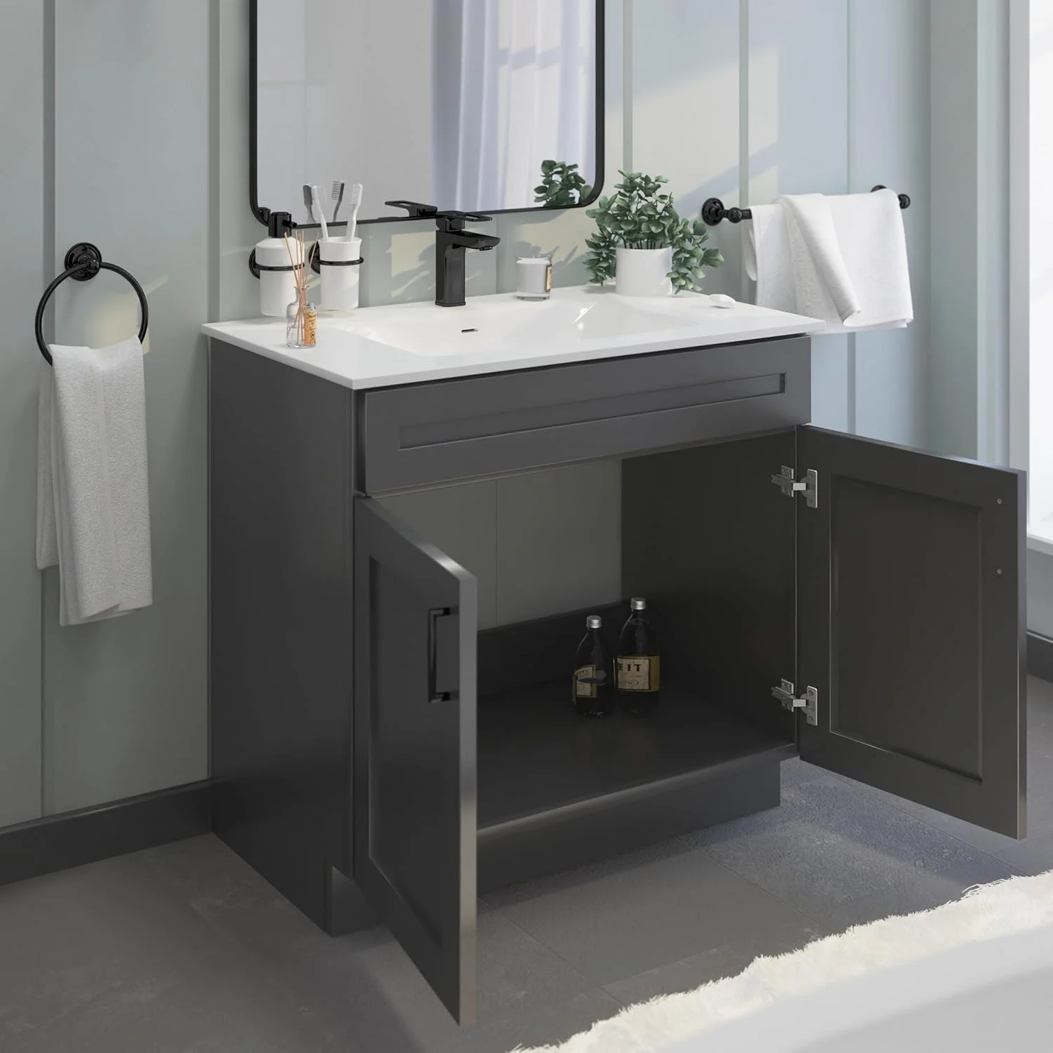 Sink Base Bathroom Vanity Ready-to-Assemble Bathroom Cabinet 36" Width in Grey Shaker