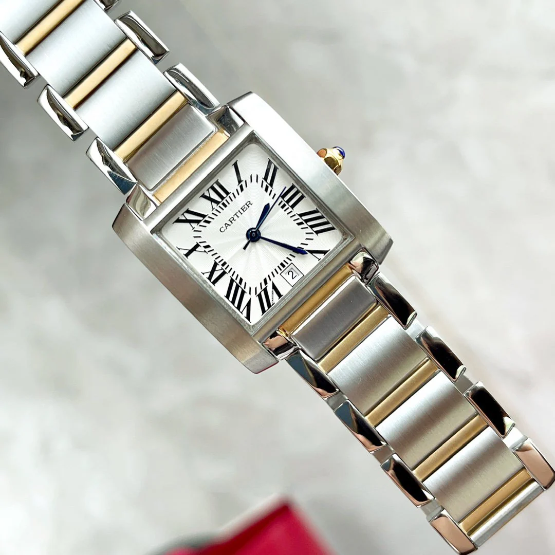 Cartier Watch TANK FRANCAISE 28 GOLD STEEL WHITE DIAL