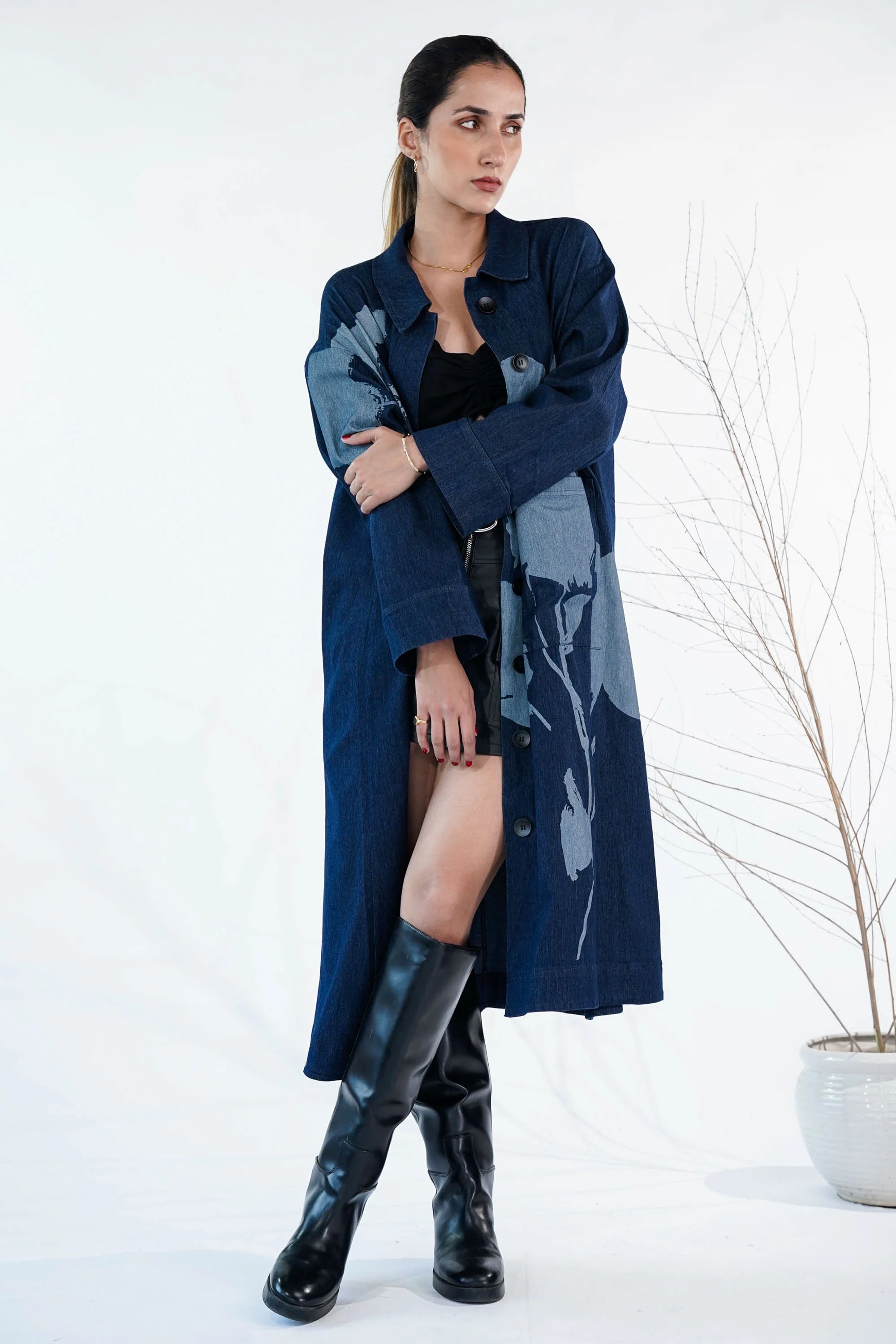Ink & Ash Blue Trench Coat