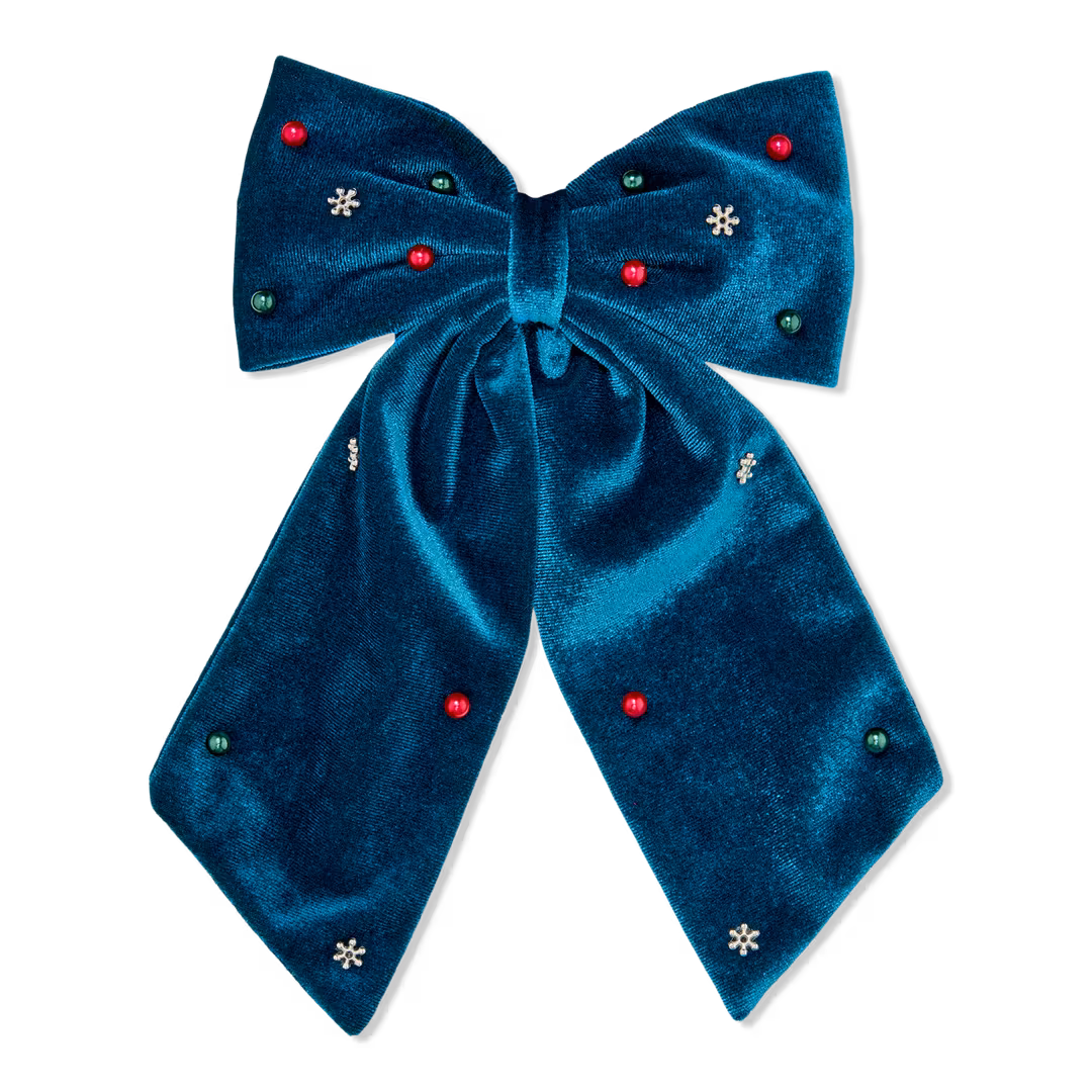 Conair Accessories  Blue Velvet Bow Barrette with Stones