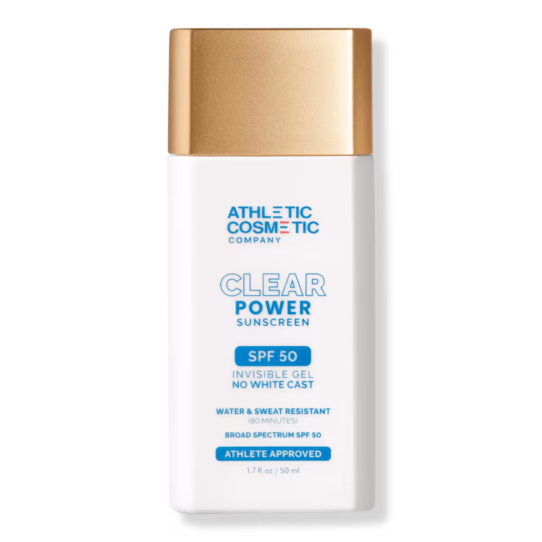 Athletic Cosmetic Company  Clear Power Sunscreen SPF 50 Invisible No White Cast Sweat & Water Resistant