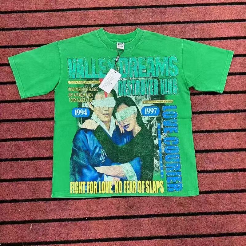 Retro character print cotton tshirt
