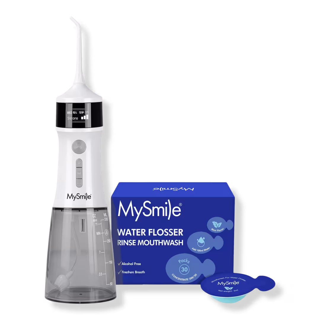 MySmile  LP221 Cordless UVC Sterilizable Water Flosser with Mouthwash Pods Bundle