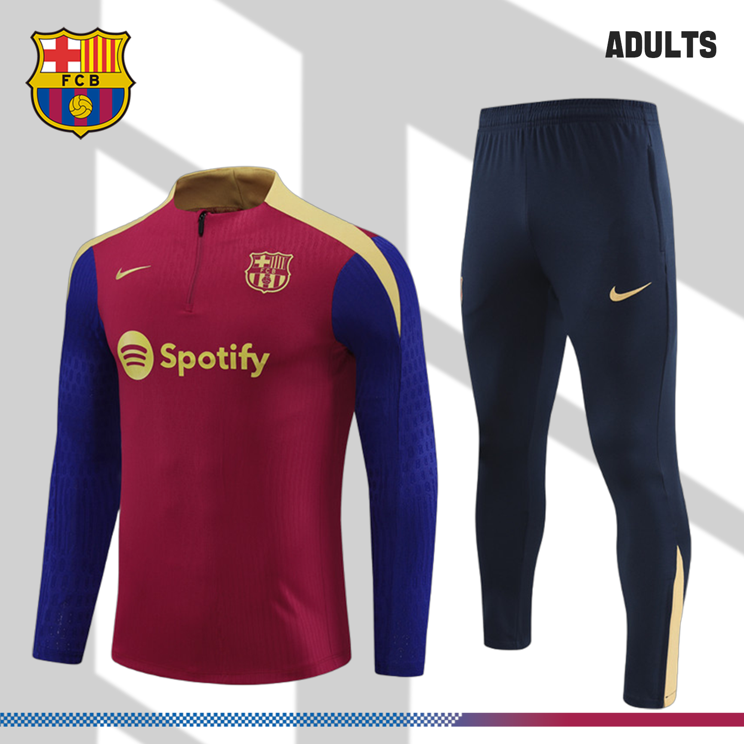 2024/2025 Barcelona Red Half Zip Tracksuit (Adult Kit)