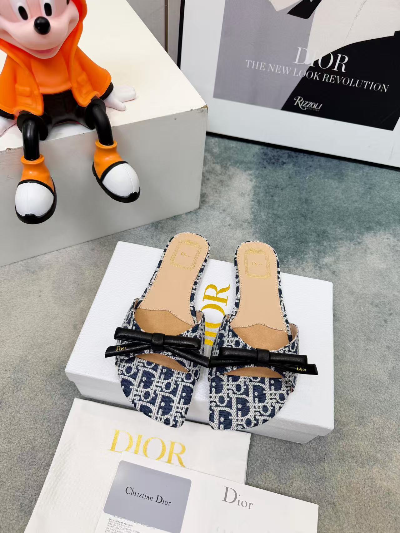 Dior D-Way Mules Slippers Low Heel Shoes