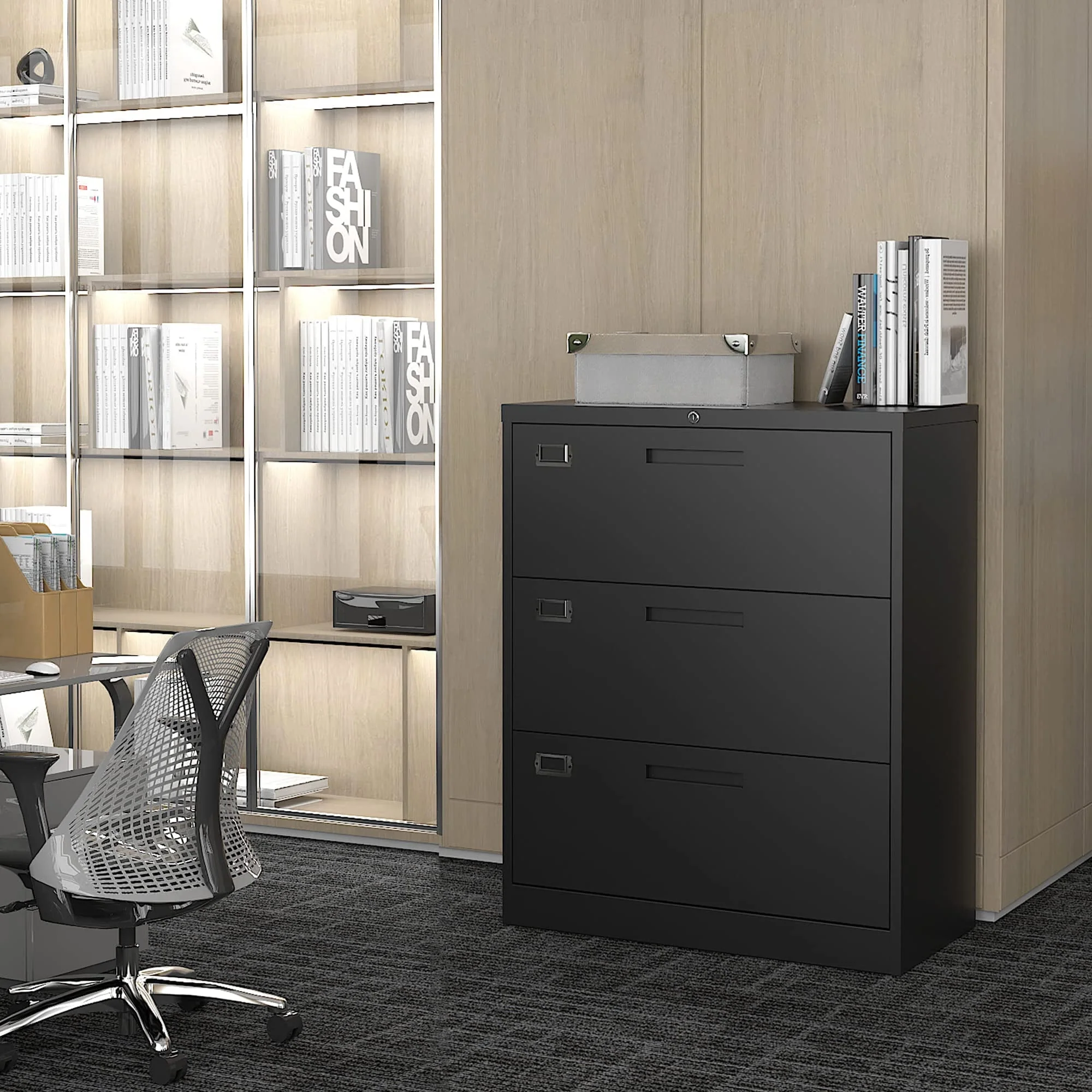 Fesbos Lateral File Cabinets,3 Drawer Metal Filing Storage Vertical Cabinets,Home Office Furniture for Organization Hanging Letter/Legal/F4/A4