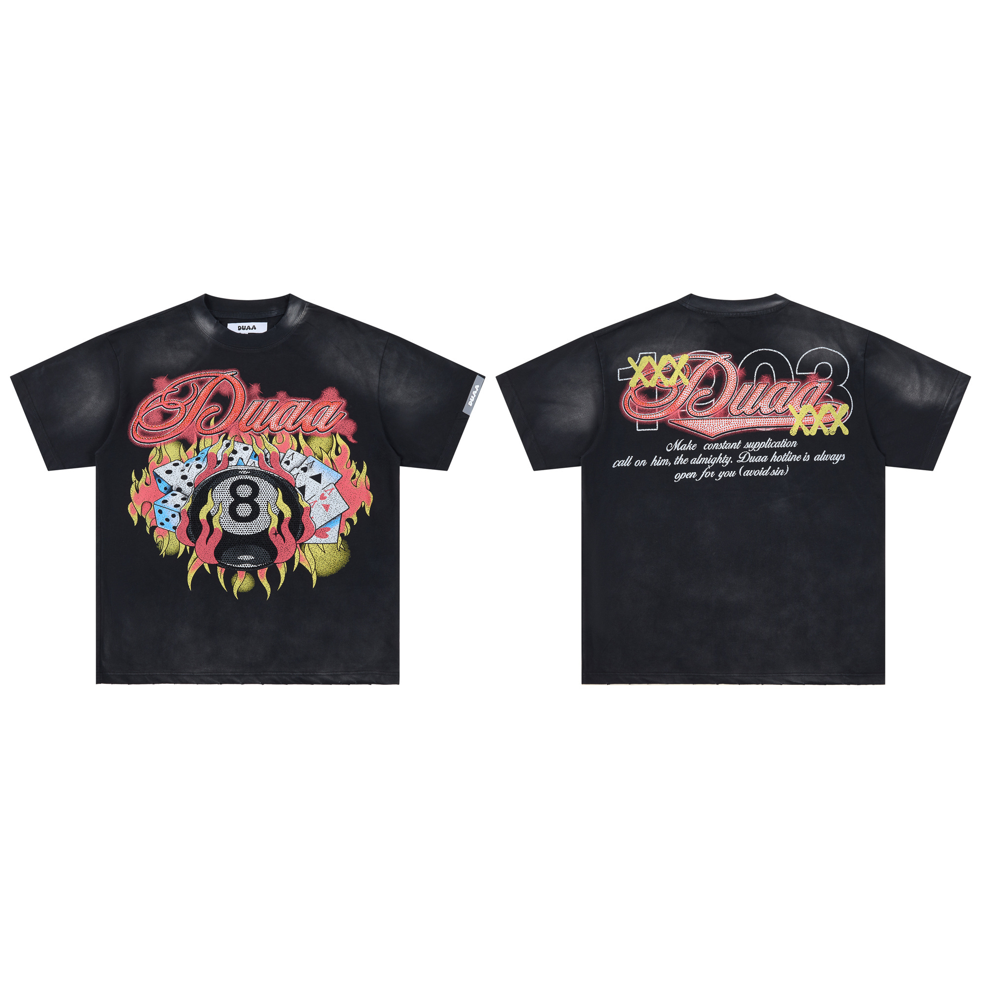 Billiard table game print short-sleeved T-shirt No.8