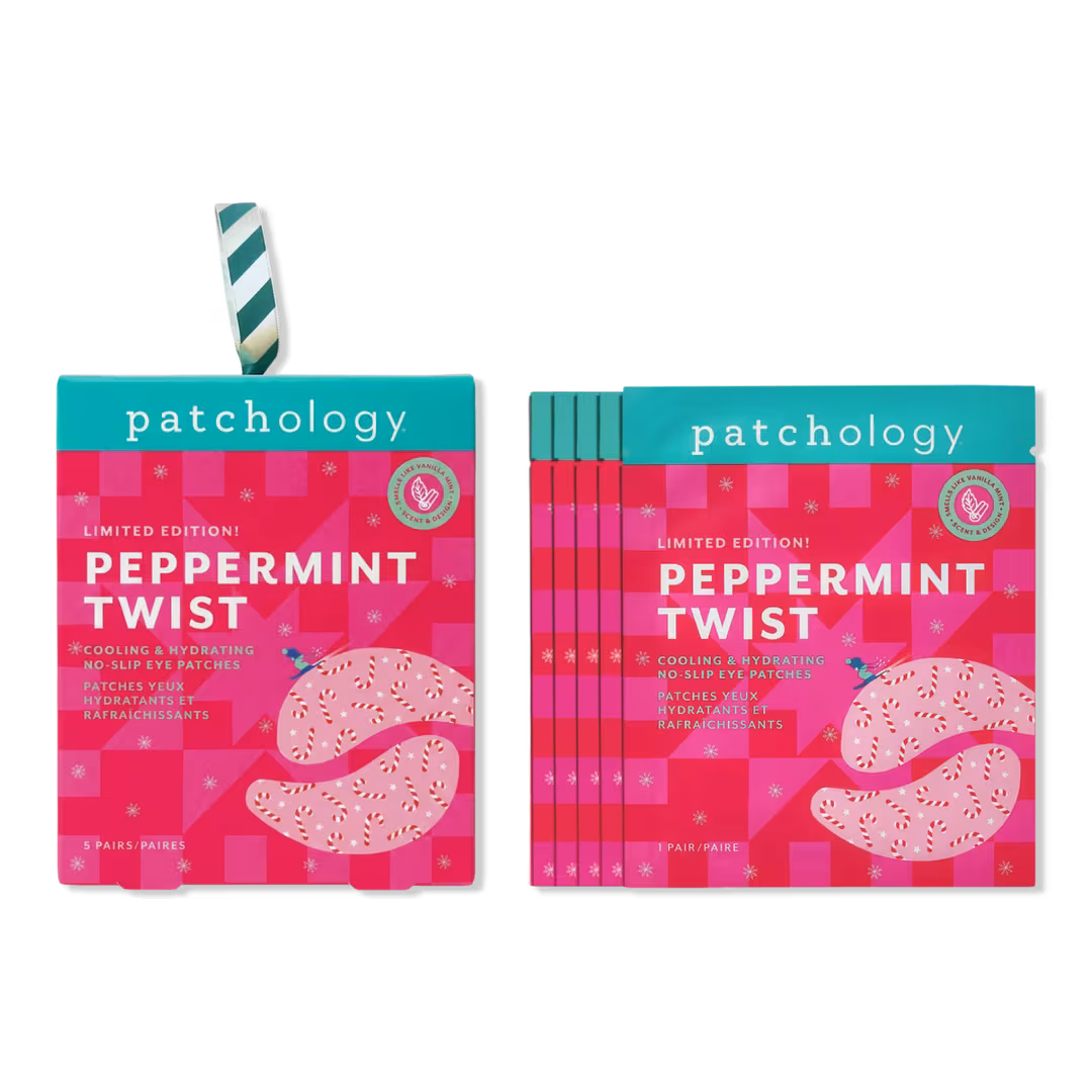 Patchology  Peppermint Twist Candy Cane-Inspired Cooling & Hydrating No-Slip Eye Patches