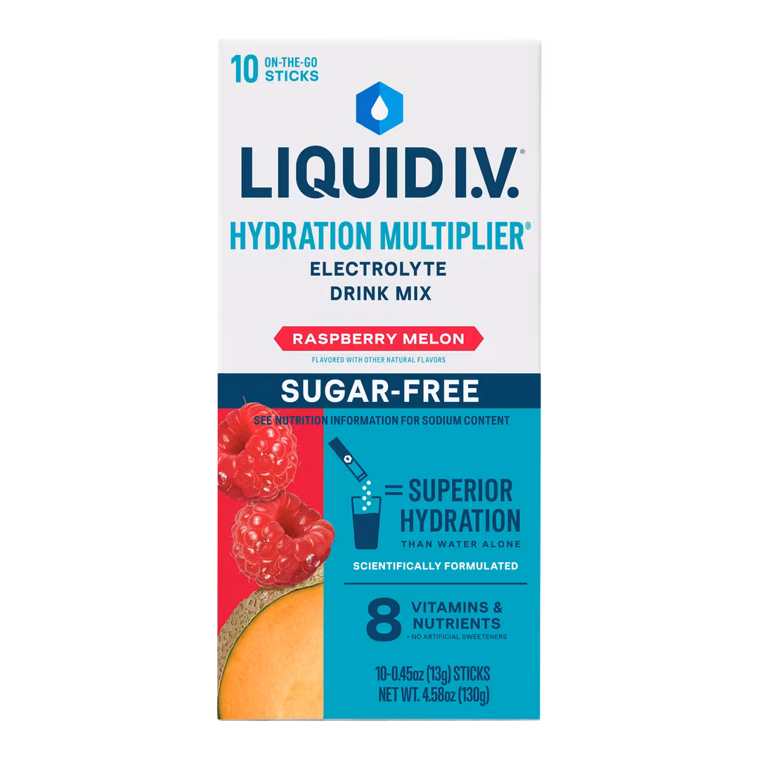 LIQUID I.V.  Hydration Multiplier Electrolyte Drink Mix Sugar Free Raspberry Melon