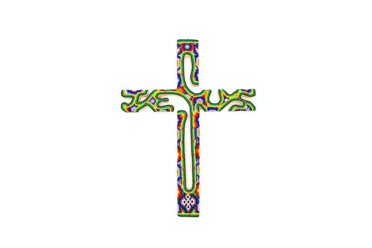 Cruz Jesús - Obra de Arte Huichol