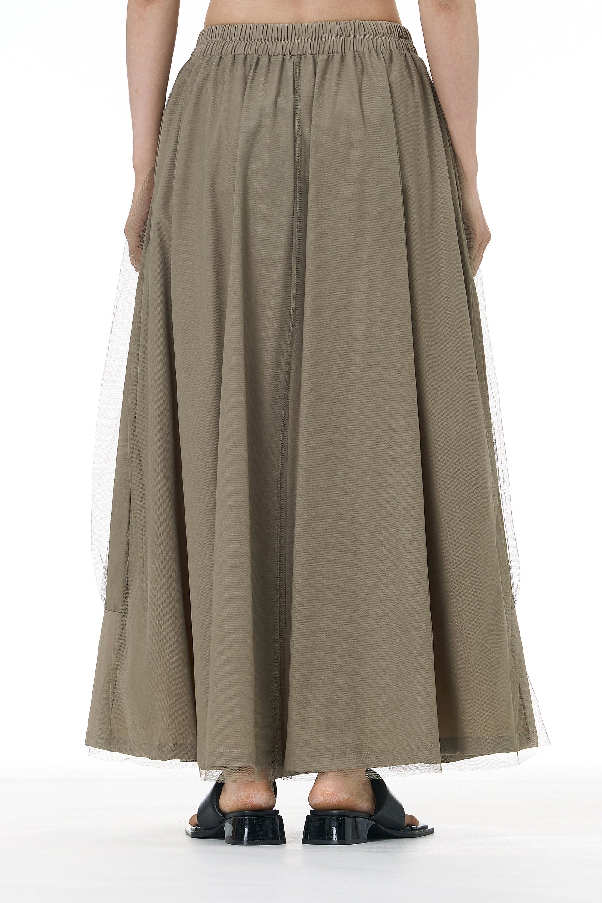 Beige Mesh Layered Skirt