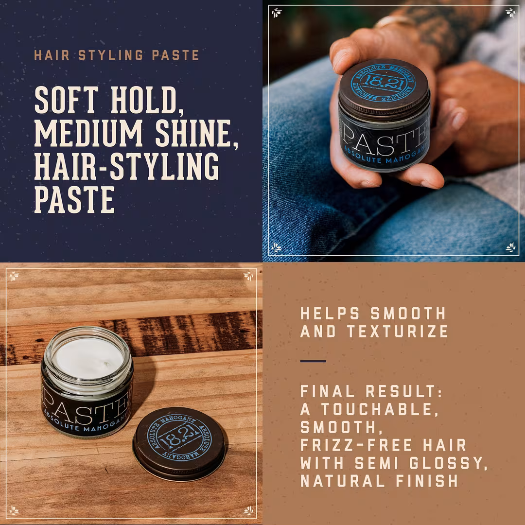 18.21 Man Made  Absolute Mahogany Soft Hold, Medium Shine Hair Styling Paste