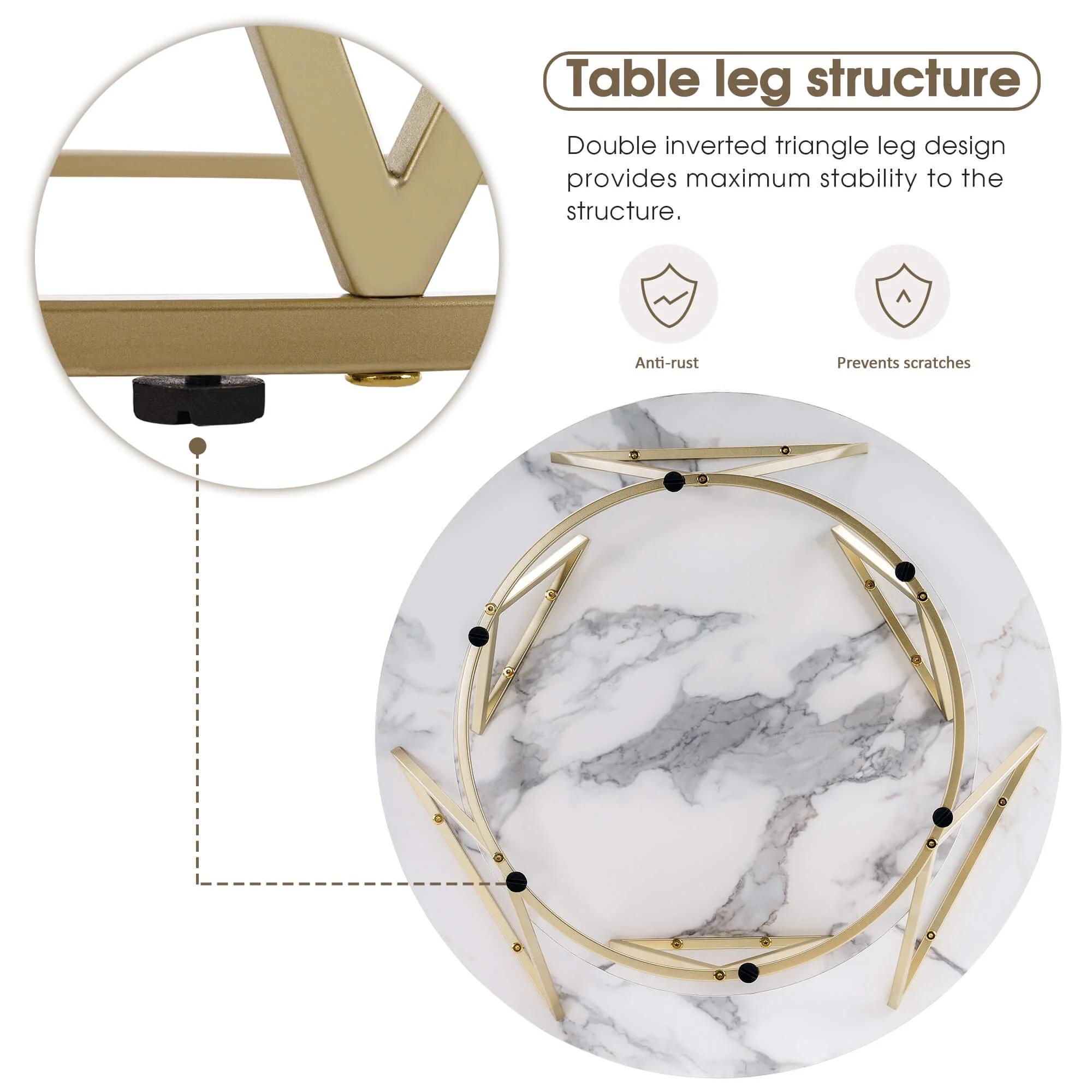 Ivinta 2-Tier Round Coffee Table, 31.5 Inch Modern White/Gold Cocktail Tea Table for Living Room