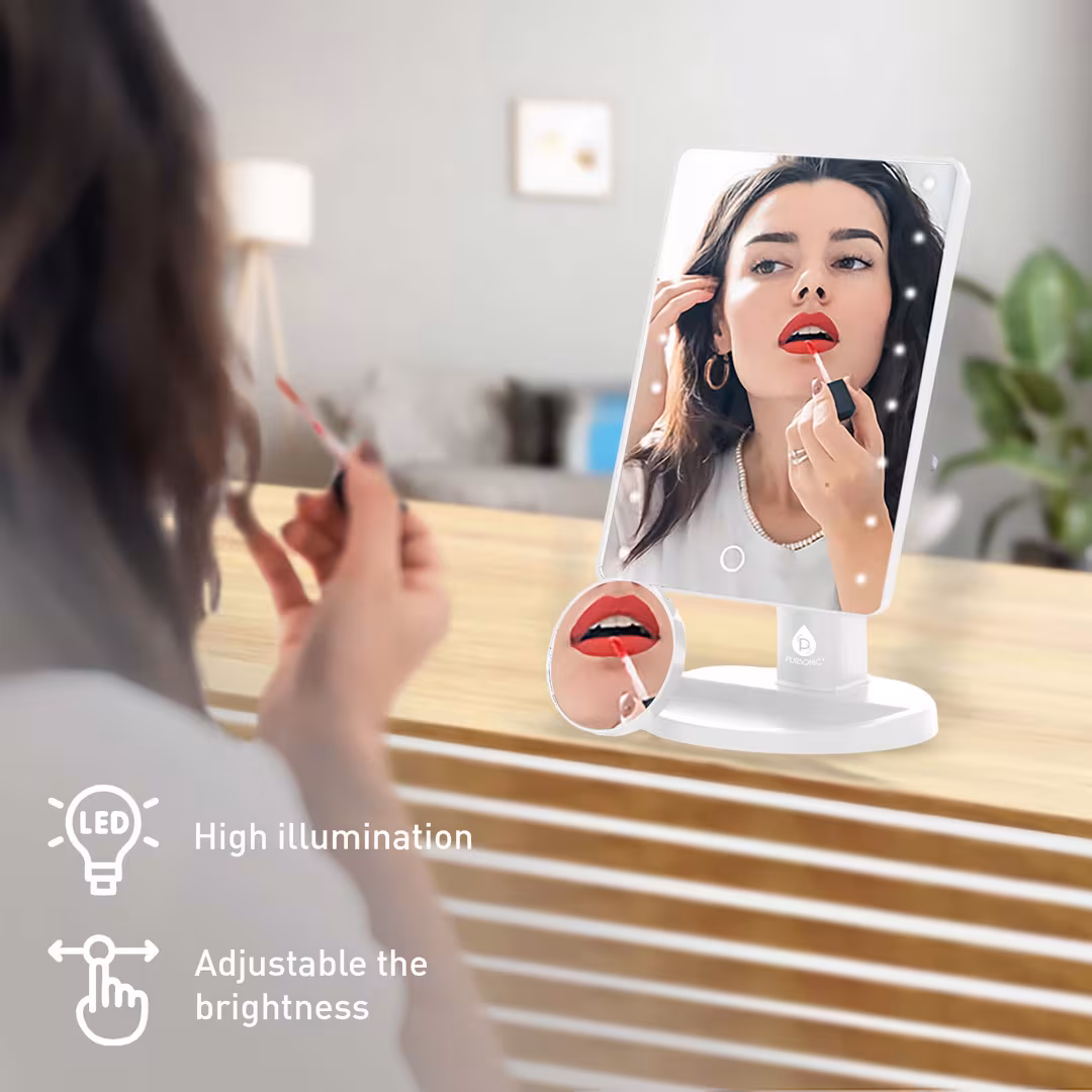 PURSONIC  Him’s and Her’s LED Lighted Vanity Makeup Mirror Bundle