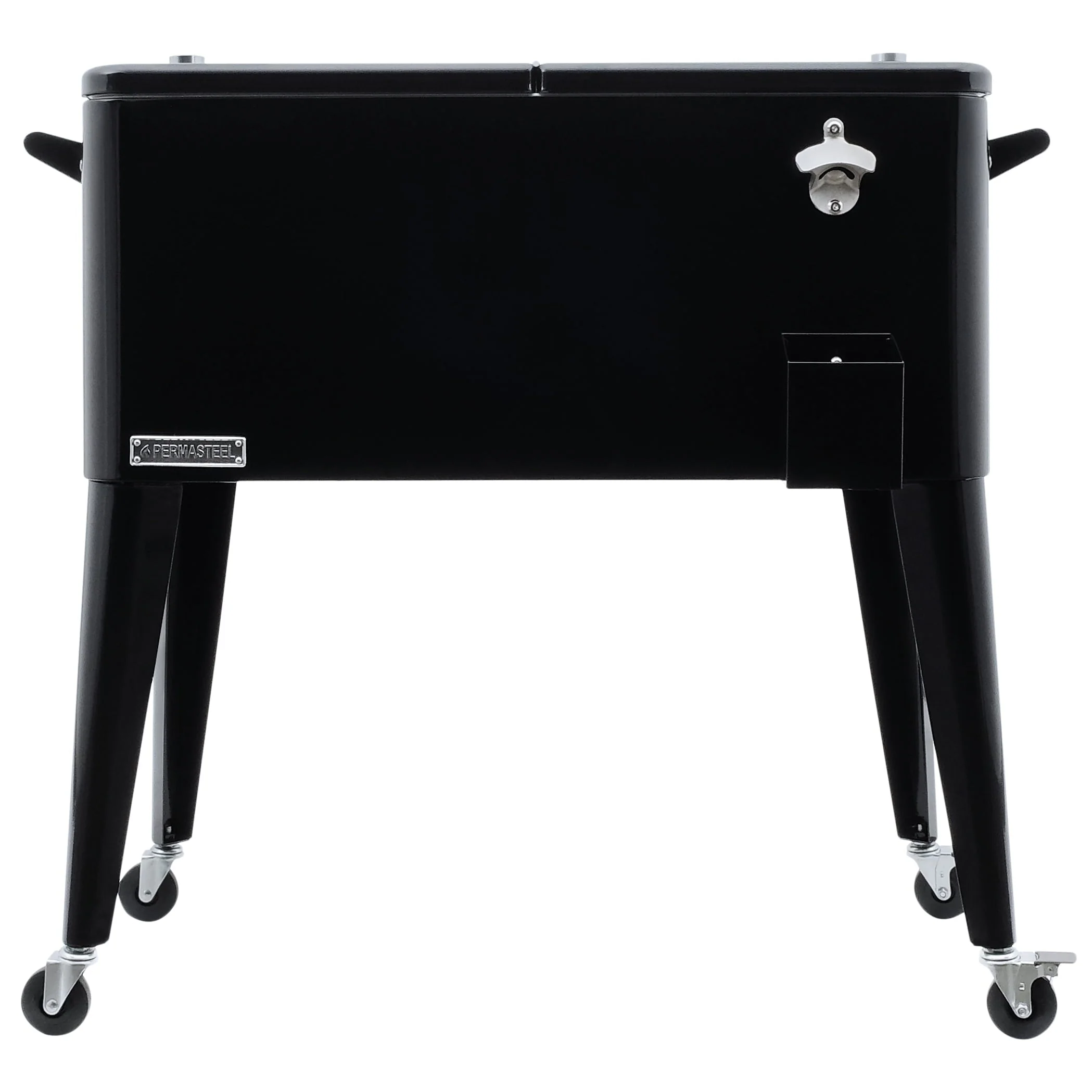 Permasteel 80-Qt Classic Outdoor Steel Patio Cooler on Wheels, Beverage Rolling Cart, Pink