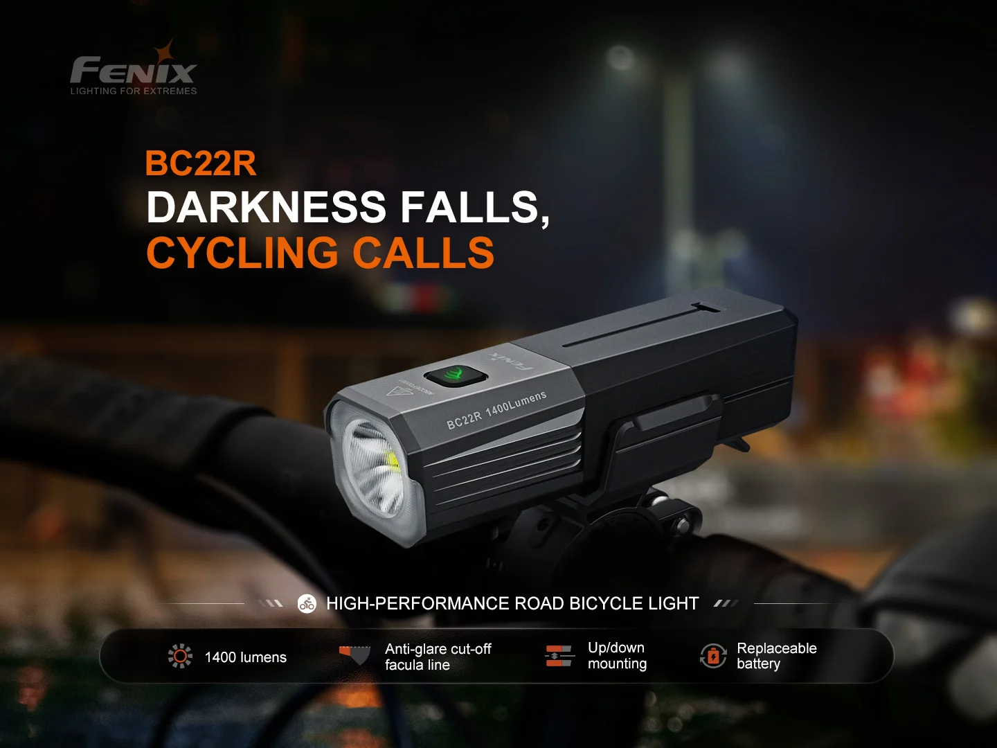 Fenix BC22R Bicycle Night Riding Charging Long Range Highway Mountain Bike Riding Headlights