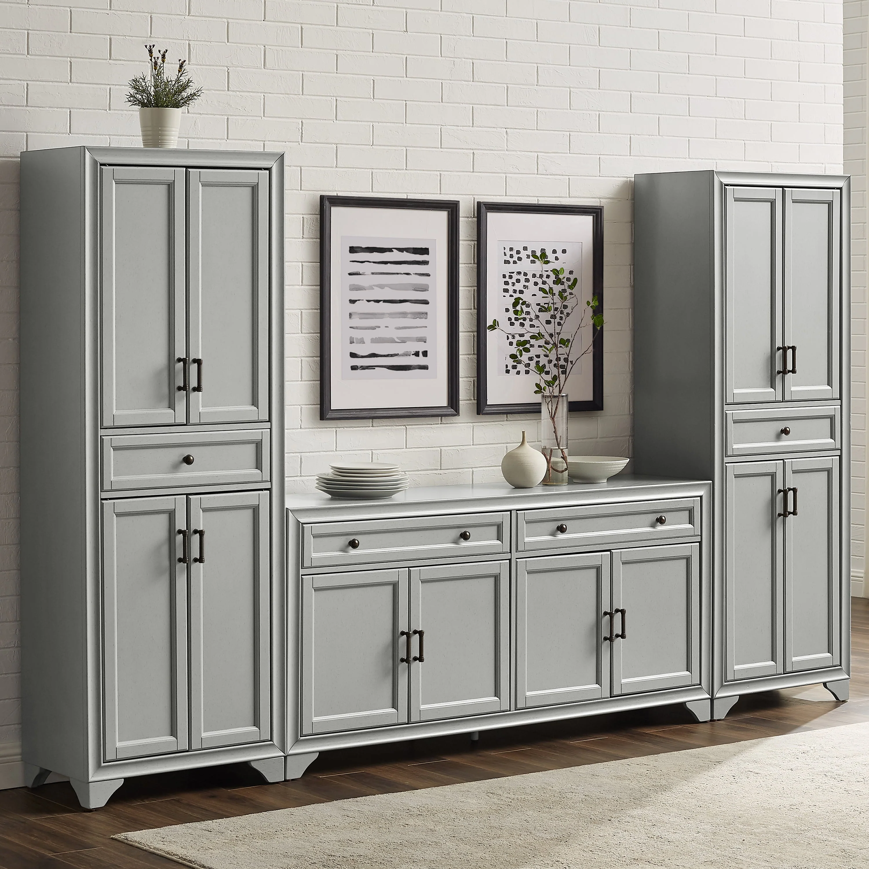 Crosley Tara 3 Piece Sideboard And Pantry Set