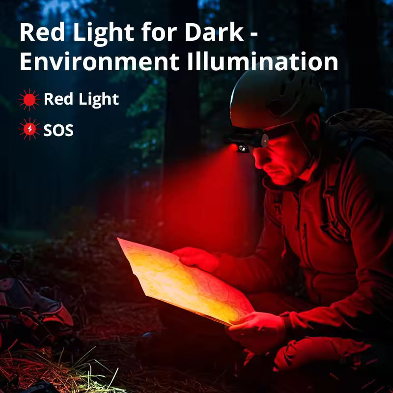 Portable outdoor headlamp rechargeable red green and white light