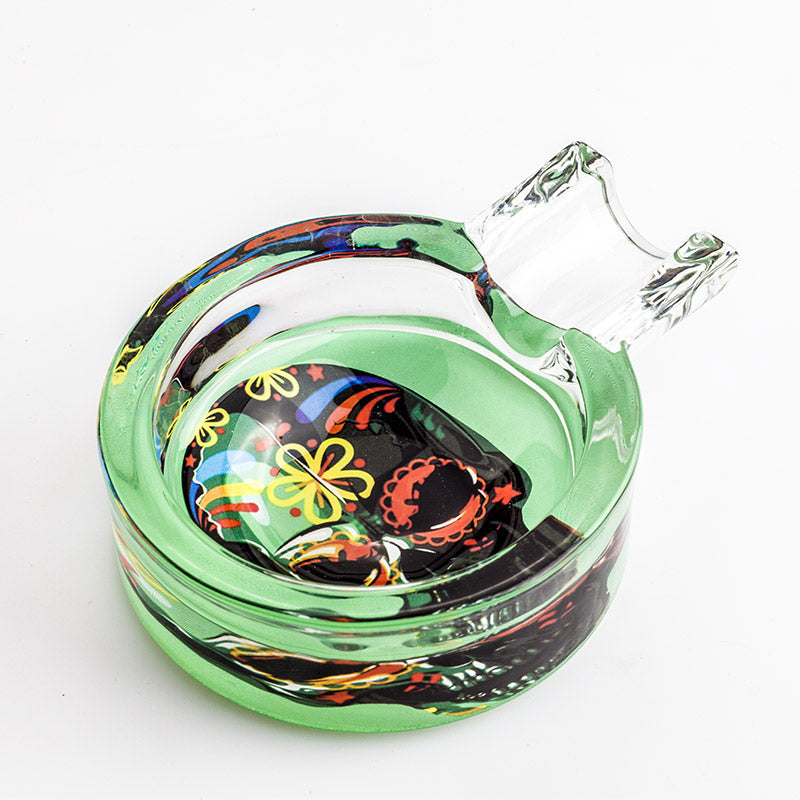 Day of Dead Skull Glass Ashtray (Random Pattern)