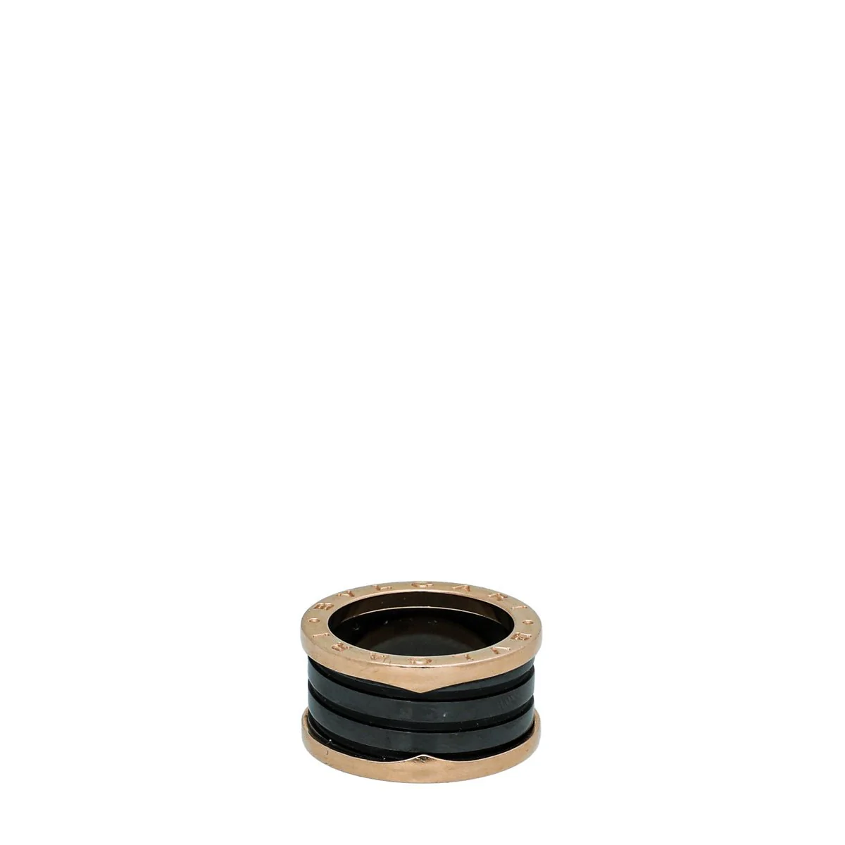 Bvlgari 18K Pink Gold Black Ceramic B.Zero 1-4 Band Ring 55