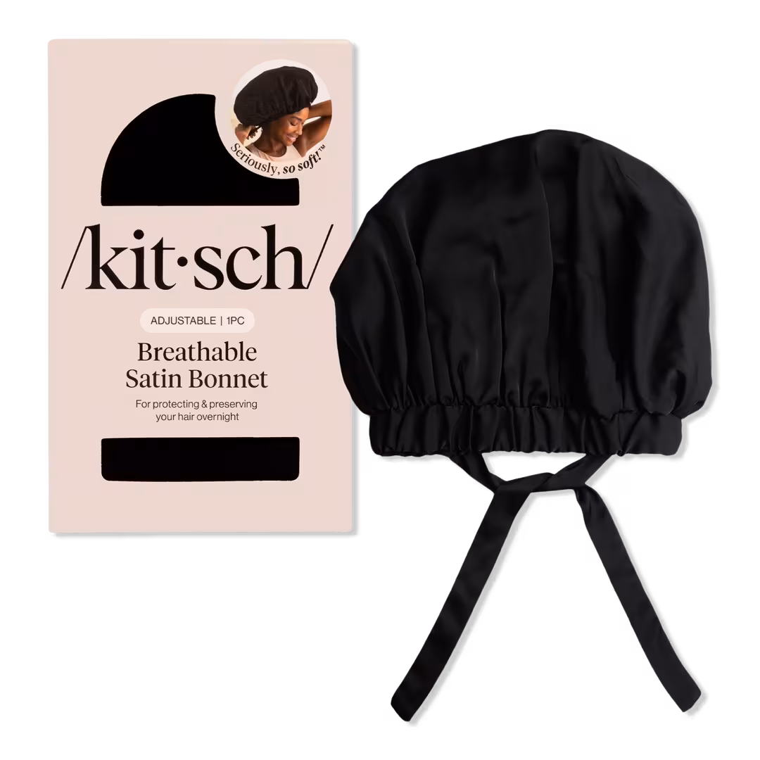 Kitsch  Black Satin Sleep Bonnet