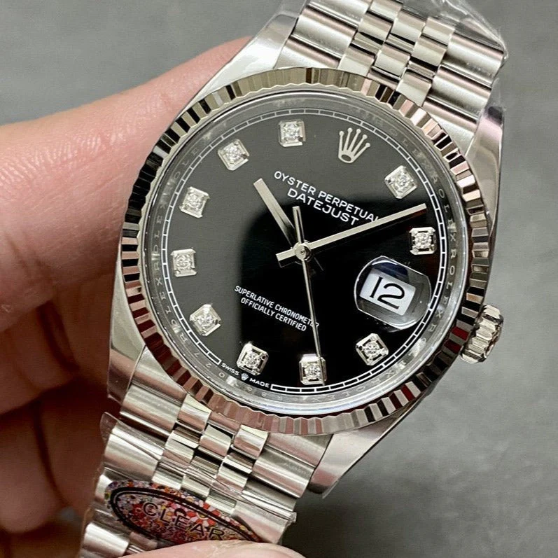 Rolex Watch DATEJUST 36MM STAINLESS STEEL BLACK DIAL