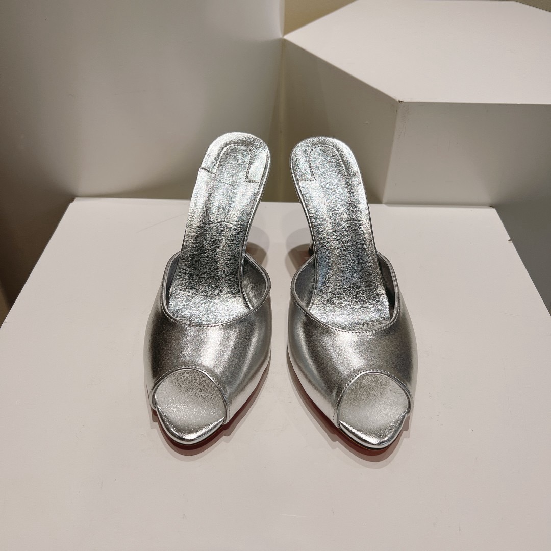 Christian Louboutin Me Dolly Silver Mules