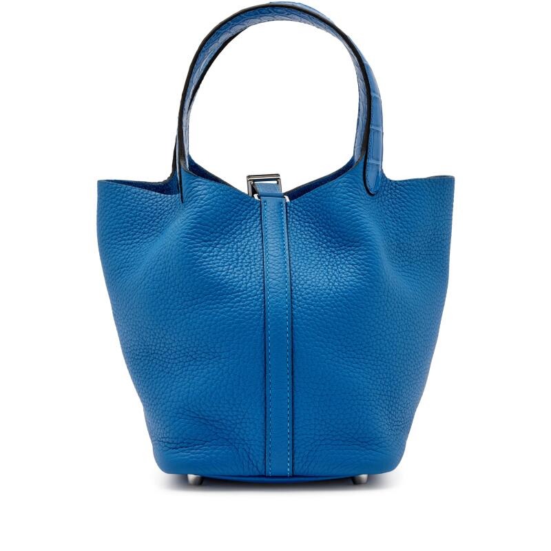 Hermes Clemence Picotin Lock Bag Silver Hardware-Blue Bag