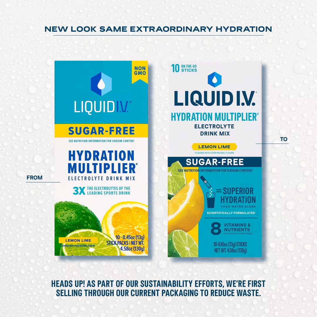 LIQUID I.V.  Hydration Multiplier Electrolyte Drink Mix Sugar Free Lemon Lime