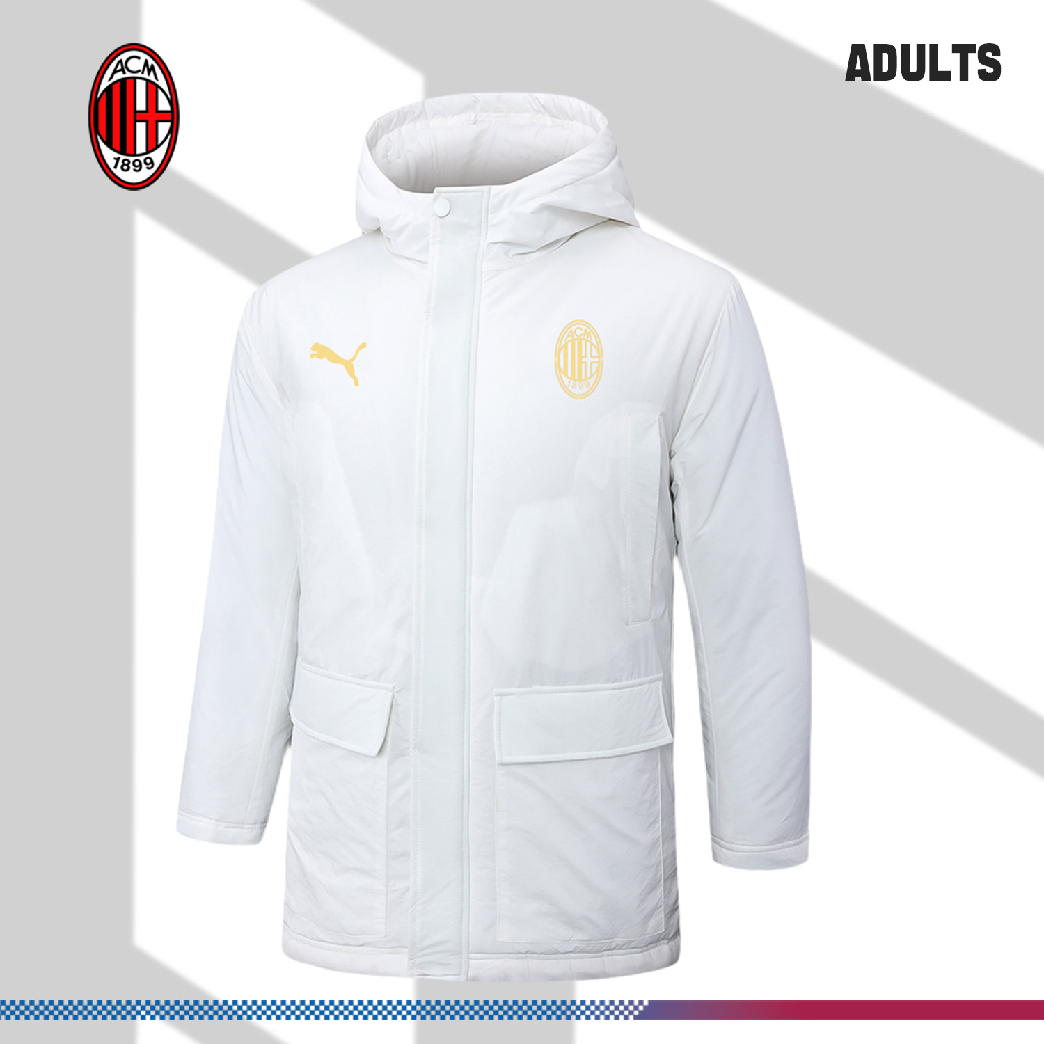2024/2025 AC Milan White Adult Full Zip Training Suit (Long Cotton jacket)