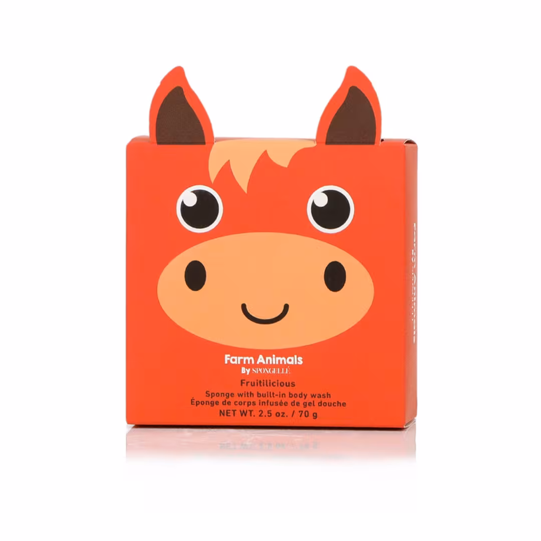 SPONGELLE  Henry Horse Farm Animals Body Buffer | Kids Body Wash Infused Buffer
