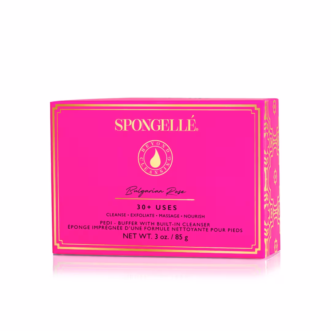 SPONGELLE  Bulgarian Rose Pedi Buffer | Exfoliating Foot Scrub & Cleanser