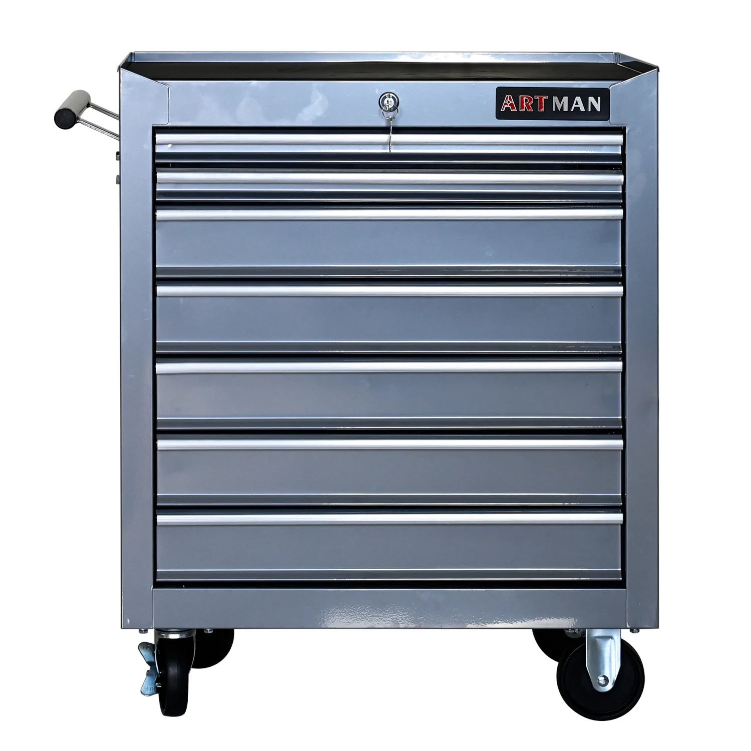 Rolling Tool Chest with 7-Drawer Tool Box with Wheels, Multifunctional Tool Cart Mechanic Tool Storage Cabinet for Garage, Warehouse, Workshop, Repair Shop, Silver