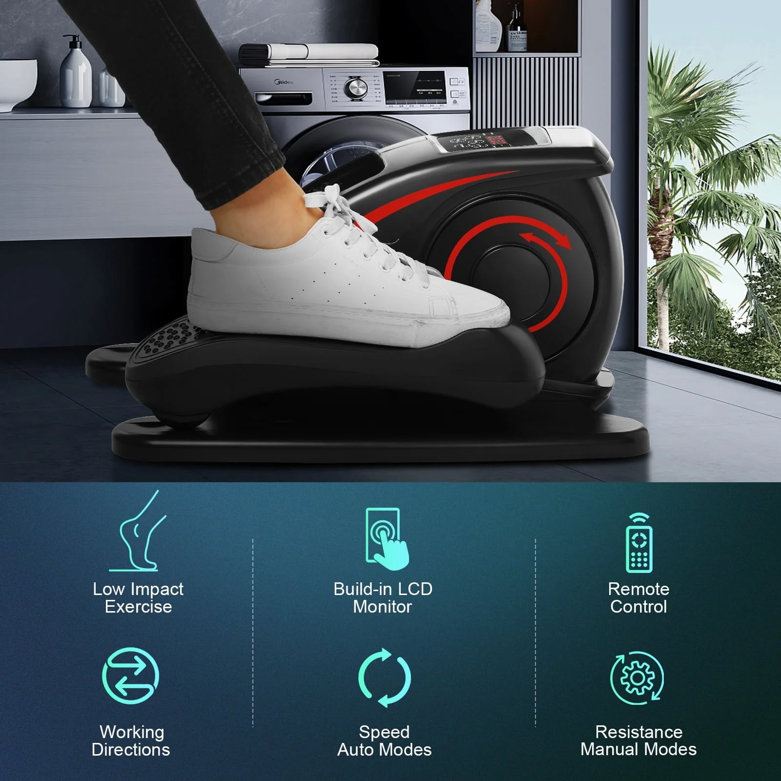 VIBESPARK Under Desk Elliptical Pedal Exerciser Seated Elliptical Machines with Remote & Data Monitor, Mini Elliptical Trainer for Home Use, Office, Gifts for Parents