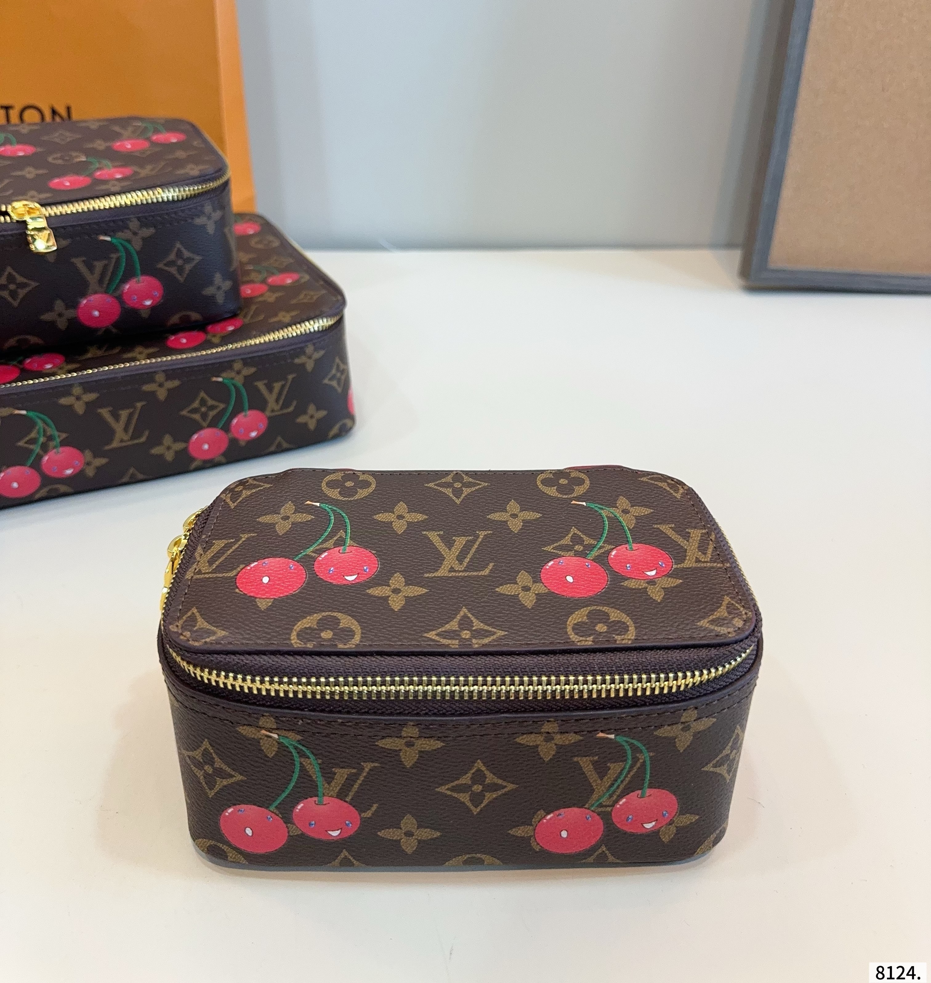 LV x TM Monogram Cerises Canvas Nice Vanity Jewelry Case Travel Top Handle Bag
