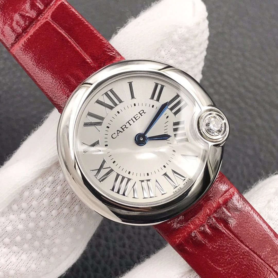 Cartier Watch BALLON BLANC DE CARTIER QUARTZ STEEL CASE RED LEATHER