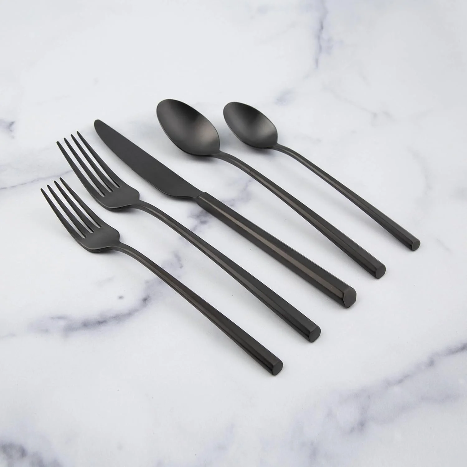 Cambridge Isobel Black Satin 20-Piece Flatware Set