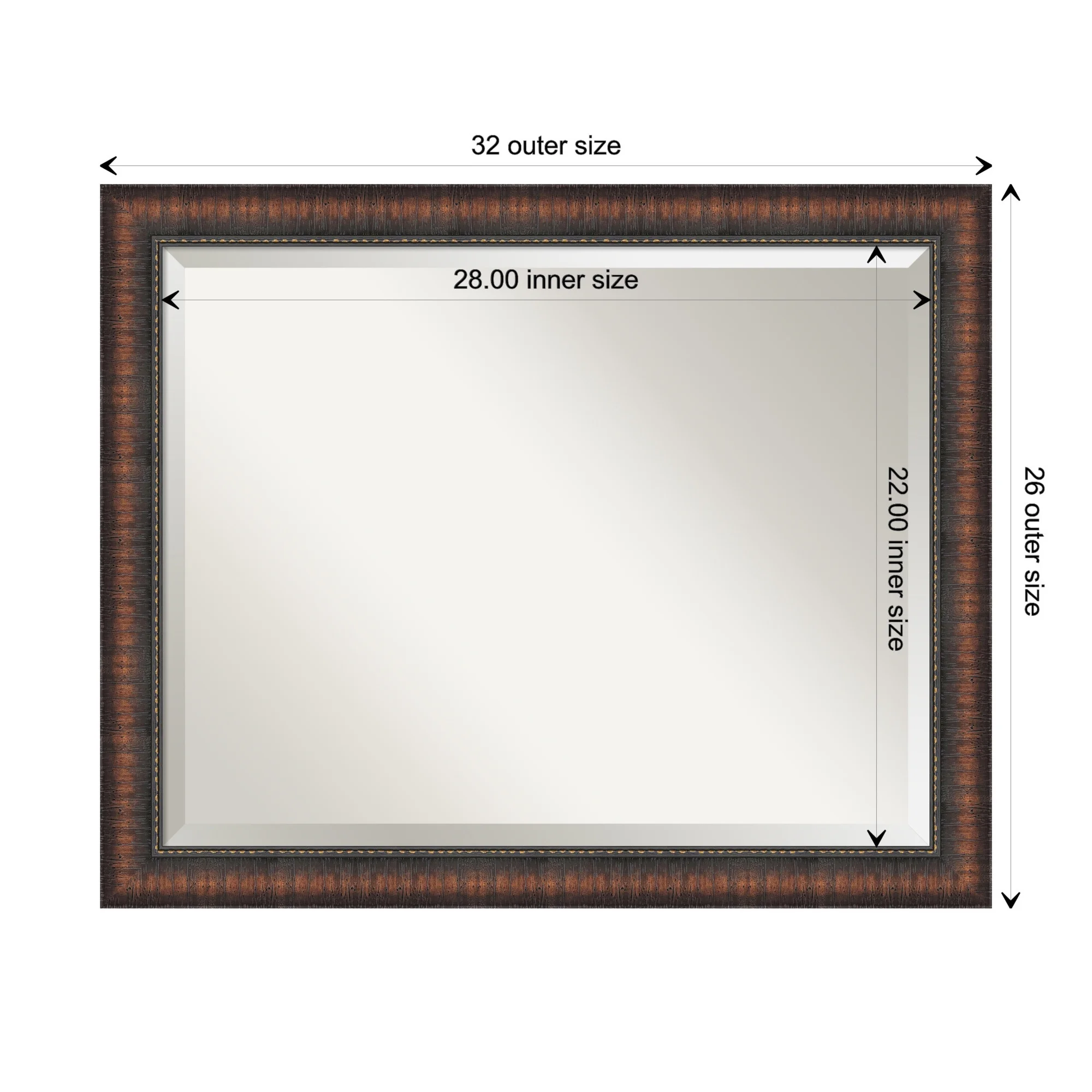 Amanti Art Caleb Brown Beveled Bathroom Wall Mirror