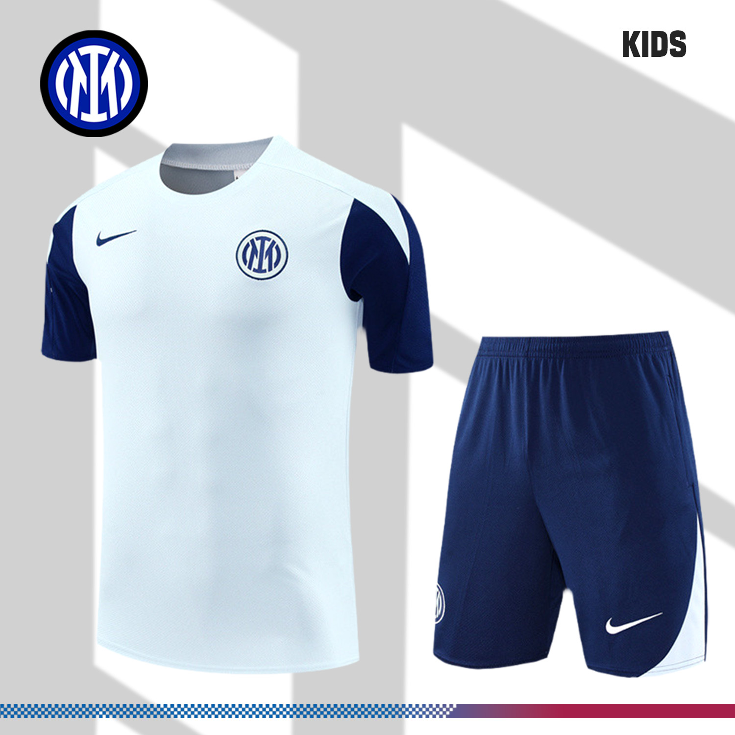 2025/2026 Inter Milan French Grey Kids Short Sleeve Training Clothes (Kids Kit)