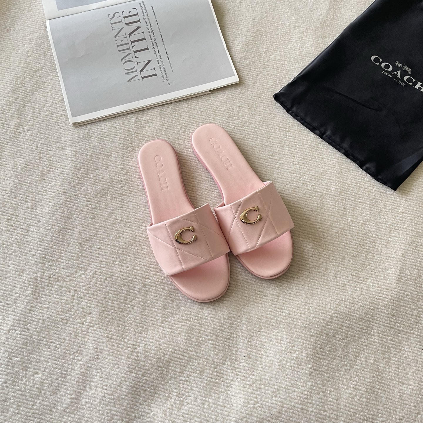 Coach Signature C Quilted Slide Sandals