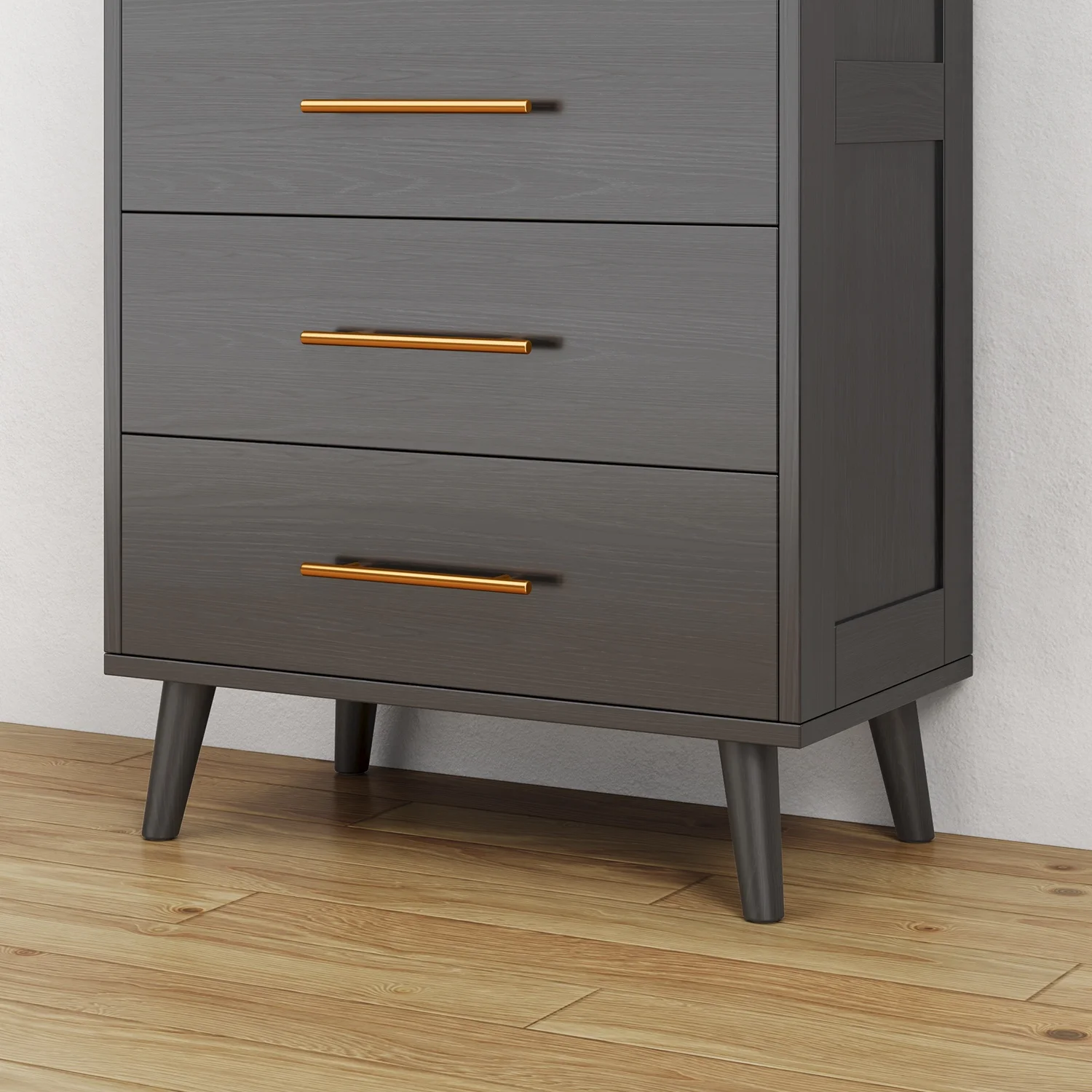 Asofer 5 Drawer Dresser for Home, Wood Chest of Drawers with Metal Handle for Bedroom, Black
