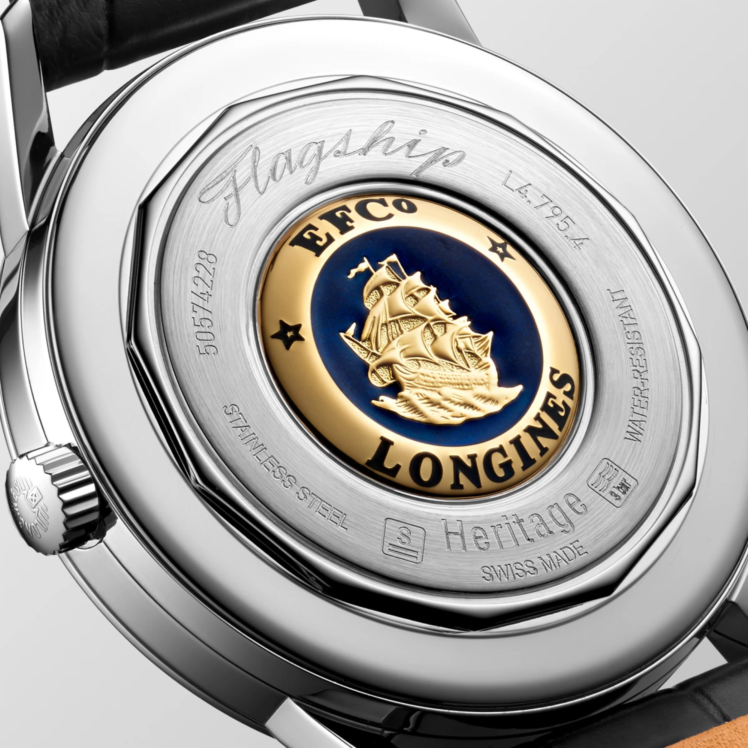 Longines Flagship 38.5mm Automatic Heritage Brown Strap Watch L47954782