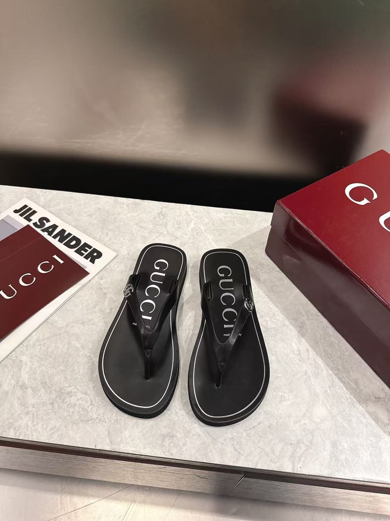 Gucci Women Thong Sandals with Double G