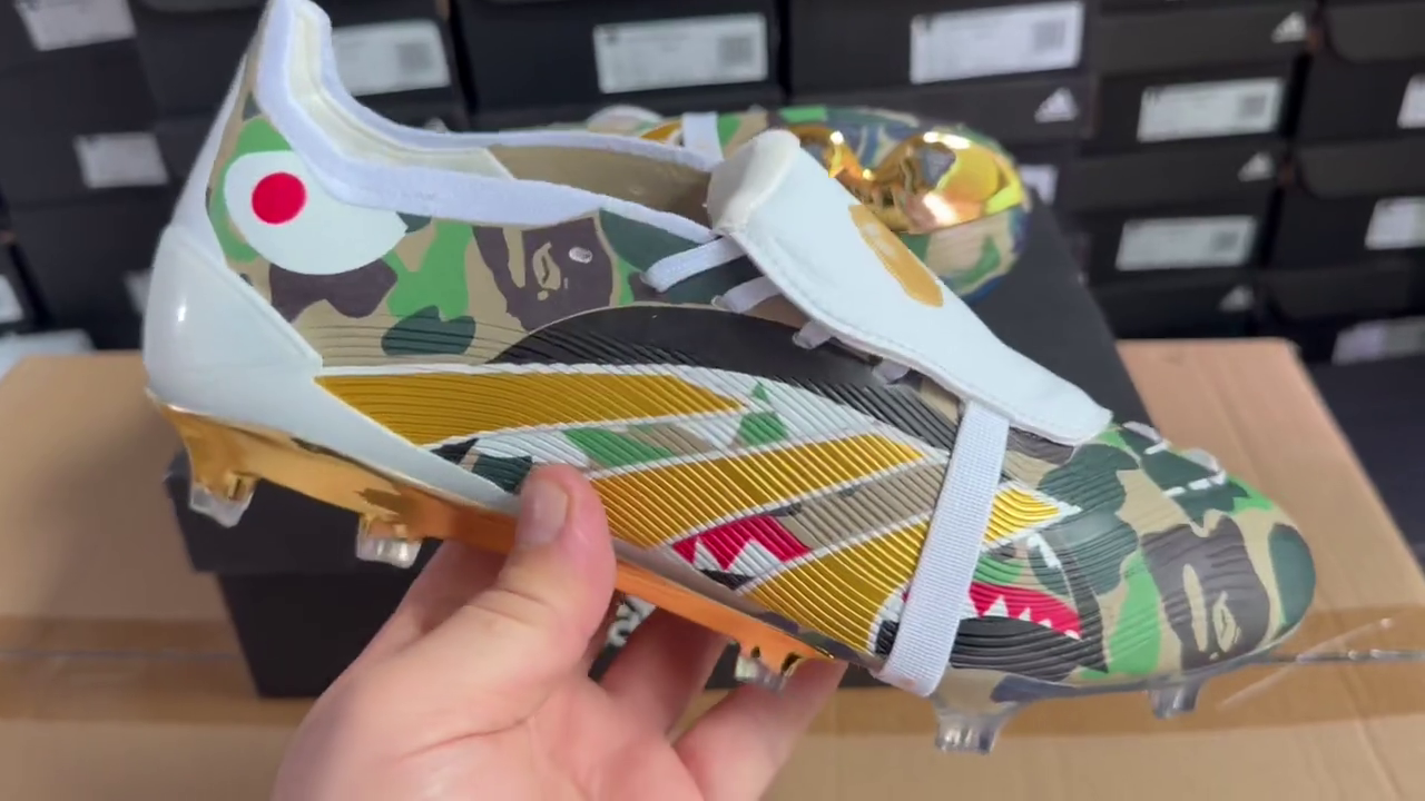 A Predator Elite Fold-over Tongue FG BAPE - Multicolor/Gold Metallic/Footwear White LIMITED EDITION