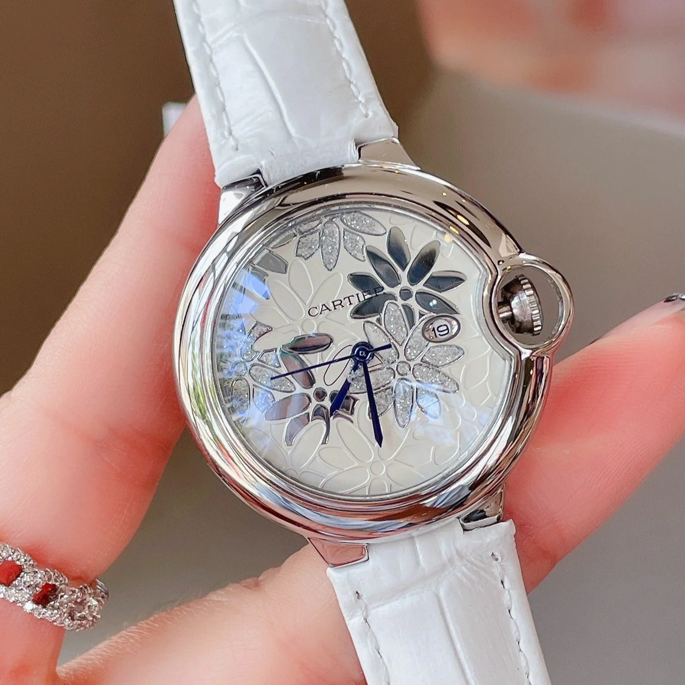 Cartier Watch BALLON BLEU 33MM CUSTOM DIAL LEATHER STRAP