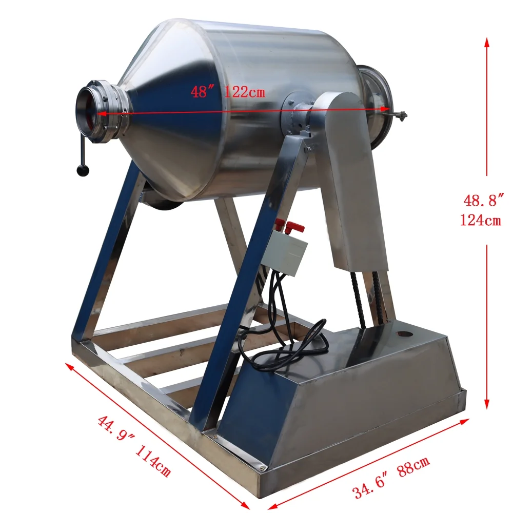 Metal Metallurgy Dry Powder Mixer Drum Blender Stainless Steel for Feed Particle 200L 360 Tumbler 220V