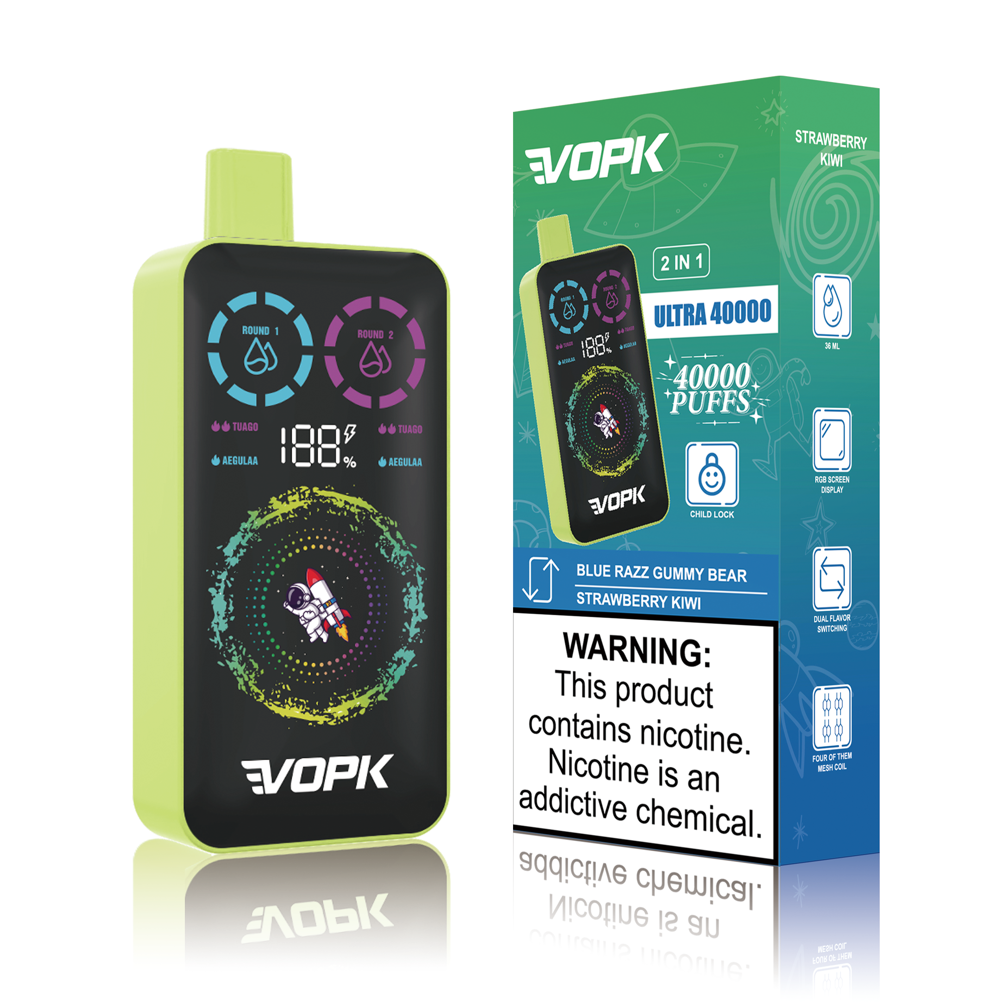 VOPK 40K PUFFS-STRAWBERRY KIWI&BLUE RAZZ GUMMY BEAR