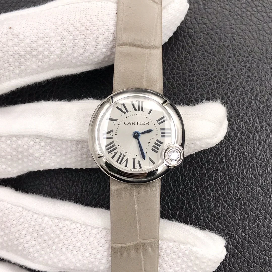 Cartier Watch BALLON BLANC DE CATIER QUARTZ STEEL CASE GREY LEATHER