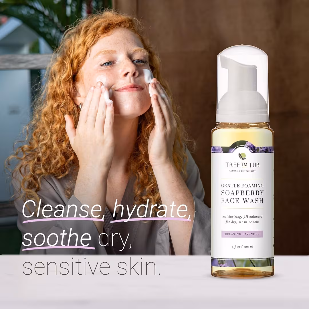 Tree To Tub  Soapberry Foaming Face Wash in Relaxing Lavender for Dry & Sensitive Skin